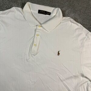 Polo Ralph Lauren Mens 3XLT White Polo Shirt Soft Touch Flesh Pony Short Sleeve
